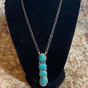Kingman Navajo Turquoise Sterling Silver Necklace
